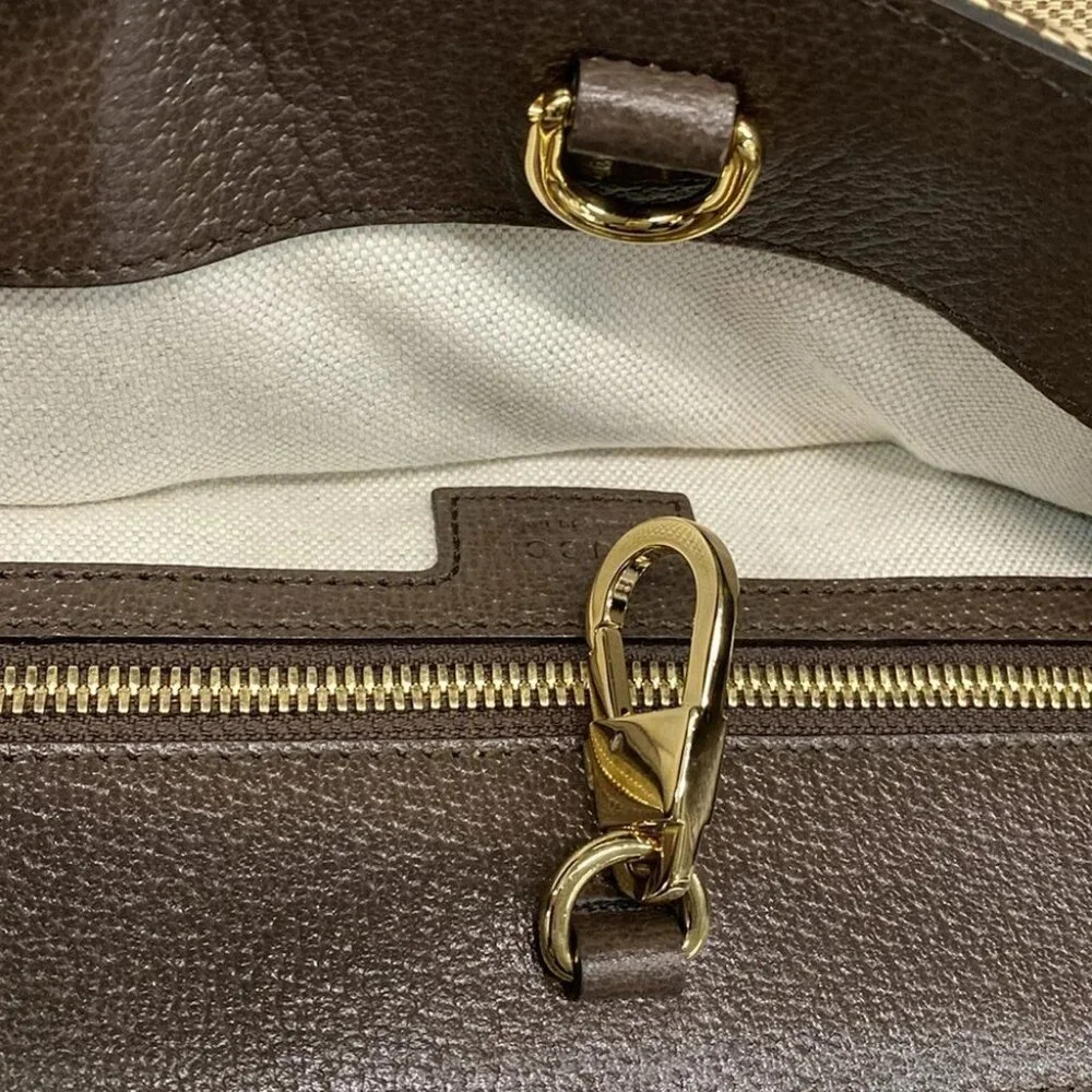 GUCCI JumboGG Tote Bag Beige Dark Brown Jacquard Leather Jumbo GG Canvas - Picture 12 of 15
